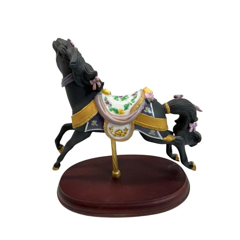 NEW LENOX Porcelain Carousel Horse 24K Gold Black Beauty Midnight Charger 1993
